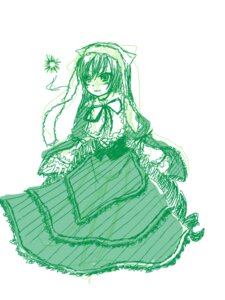 Rating: Safe Score: 0 Tags: 1girl :d dress frills full_body green_theme image long_hair long_sleeves looking_at_viewer monochrome open_mouth smile solo standing suiseiseki very_long_hair white_background User: admin
