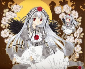 Rating: Safe Score: 0 Tags: 1girl dress flower frills hairband image long_hair long_sleeves looking_at_viewer red_eyes rose silver_hair solo suigintou very_long_hair wings User: admin