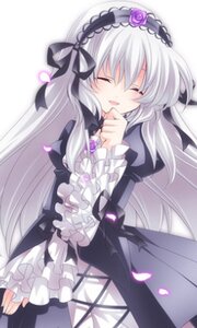 Rating: Safe Score: 0 Tags: 1girl black_dress blurry closed_eyes dress flower frilled_sleeves frills hairband image imageboard_desourced long_hair long_sleeves lowres non-web_source open_mouth petals purple_flower purple_rose ribbon rose rozen_maiden silver_hair solo suigintou very_long_hair white_hair User: admin