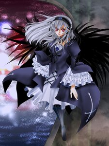 Rating: Safe Score: 0 Tags: 1girl black_wings boots dress floating flower frilled_sleeves frills full_body hairband image long_hair long_sleeves looking_at_viewer pink_eyes red_eyes rose silver_hair solo suigintou wings User: admin