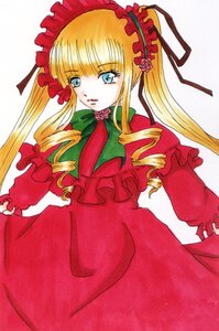 Rating: Safe Score: 0 Tags: 1girl bangs blonde_hair blue_eyes bonnet bow bowtie dress drill_hair flower frills green_bow image long_hair long_sleeves looking_at_viewer red_dress rose shinku sidelocks simple_background solo twin_drills twintails white_background User: admin