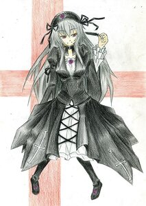 Rating: Safe Score: 0 Tags: 1girl breasts cleavage dress flower frills hairband image lolita_hairband long_hair long_sleeves looking_at_viewer red_eyes rose silver_hair solo standing suigintou traditional_media very_long_hair User: admin