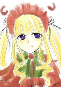 Rating: Safe Score: 0 Tags: 1girl bangs blonde_hair blush bonnet bow bowtie flower green_bow image long_hair looking_at_viewer rose shinku sidelocks signature simple_background smile solo twintails upper_body white_background User: admin