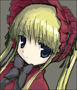 Rating: Safe Score: 0 Tags: 1girl black_border blonde_hair blue_eyes bow hat image letterboxed long_hair looking_at_viewer red_dress shinku sidelocks simple_background solo User: admin