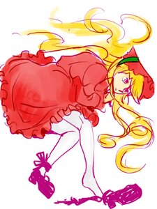 Rating: Safe Score: 0 Tags: 1girl blonde_hair dress frilled_dress frills full_body hat image long_hair long_sleeves red_dress shinku shoes solo striped twintails very_long_hair User: admin