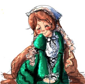 Rating: Safe Score: 0 Tags: 1girl bangs blush brown_hair closed_eyes closed_mouth dress frills green_dress hat image long_sleeves simple_background smile solo suiseiseki white_background User: admin