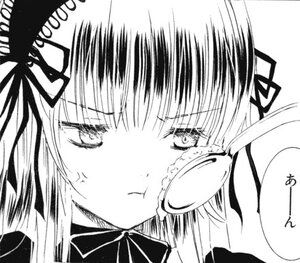 Rating: Safe Score: 0 Tags: 1girl :t anger_vein auto_tagged eyebrows_visible_through_hair greyscale hair_ribbon image long_hair looking_at_viewer monochrome ribbon simple_background solo suigintou white_background User: admin