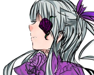 Rating: Safe Score: 0 Tags: 1girl barasuishou flower image long_hair profile purple_flower purple_rose ribbon rose simple_background sketch solo suigintou white_background User: admin