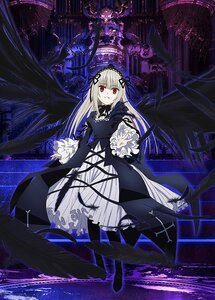 Rating: Safe Score: 0 Tags: 1girl black_dress black_wings dress feathers flower frills gothic_lolita hairband image lolita_hairband long_hair long_sleeves looking_at_viewer red_eyes ribbon rose smile solo suigintou wings User: admin