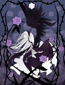 Rating: Safe Score: 0 Tags: 1girl auto_tagged black_wings cross dress flower hair_ribbon hairband image long_hair purple_flower purple_rose ribbon rose solo suigintou thorns wings User: admin