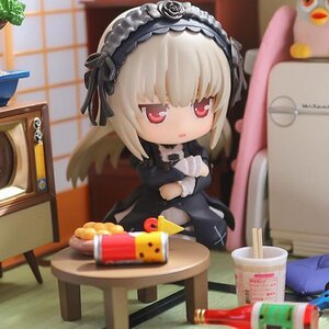 Rating: Safe Score: 0 Tags: 1girl black_dress blurry blurry_background blurry_foreground bottle cake chair cup depth_of_field doll dress figure food hairband indoors lolita_hairband long_hair photo red_eyes sitting solo suigintou table User: admin