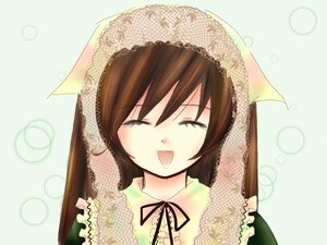 Rating: Safe Score: 0 Tags: 1girl :d ^_^ brown_hair closed_eyes dress frills image lace open_mouth ribbon smile solo suiseiseki veil User: admin