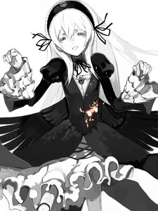 Rating: Safe Score: 0 Tags: 1girl dress fakepucco frills gothic_lolita greyscale hairband image lolita_fashion lolita_hairband long_hair long_sleeves looking_at_viewer monochrome open_mouth pantyhose ribbon rozen_maiden sketch solo suigintou User: admin