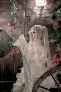 Rating: Safe Score: 0 Tags: 1girl blurry depth_of_field dress flower indoors kirakishou lips long_hair plant red_flower rose solo white_dress User: admin