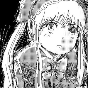 Rating: Safe Score: 0 Tags: 1girl closed_mouth eyebrows_visible_through_hair greyscale halftone image looking_at_viewer monochrome shinku solo User: admin