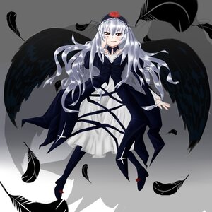 Rating: Safe Score: 0 Tags: 1girl bird black_dress black_feathers black_wings crow dress feathered_wings feathers flower frills full_body hairband image long_hair long_sleeves looking_at_viewer red_eyes rose silver_hair smile solo suigintou wings User: admin