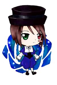 Rating: Safe Score: 0 Tags: 1girl blue_dress brown_hair chibi full_body green_eyes hat heterochromia image long_sleeves looking_at_viewer pants red_eyes short_hair simple_background solo souseiseki standing white_background User: admin