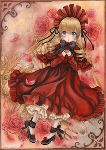 Rating: Safe Score: 0 Tags: 1girl ankle_ribbon artist_name blonde_hair blue_eyes blush bonnet border bow colored_pencil_(medium) commentary_request dated dress drill_hair flower frilled_dress frills hair_ribbon hands_on_own_chest image long_hair long_sleeves looking_at_viewer mosho open_mouth painting_(medium) pantyhose petals photoshop_(medium) pink_flower pink_rose red_capelet red_dress red_flower red_rose ribbon rose rose_petals rozen_maiden shinku shoes signature solo traditional_media twintails very_long_hair watercolor_(medium) white_legwear User: admin