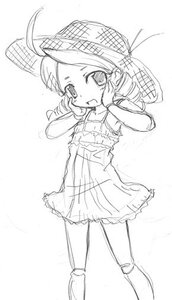 Rating: Safe Score: 0 Tags: 1girl :d ahoge blush dress greyscale hands_on_own_face hat image kanaria monochrome open_mouth sketch sleeveless_dress smile solo standing sundress white_background User: admin