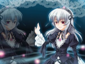 Rating: Safe Score: 0 Tags: 2girls dress flower frills hairband image lolita_hairband long_hair long_sleeves looking_at_viewer multiple_girls pink_eyes red_eyes silver_hair solo suigintou wings User: admin