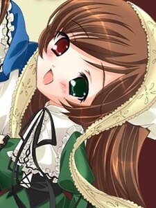 Rating: Safe Score: 0 Tags: 1girl :d blush brown_hair dress frills green_eyes image lace long_hair long_sleeves open_mouth simple_background solo suiseiseki User: admin