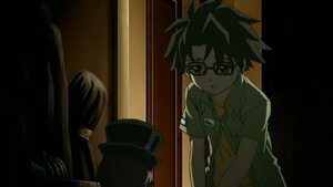 Rating: Safe Score: 0 Tags: 1boy black_hair glasses hat image indoors shirt short_sleeves solo souseiseki User: admin