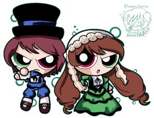 Rating: Safe Score: 0 Tags: braid brown_hair chibi dress green_eyes hat heterochromia image long_hair long_sleeves multiple_girls pair ribbon siblings souseiseki suiseiseki top_hat User: admin