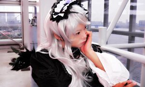 Rating: Safe Score: 0 Tags: 1girl building chin_rest closed_mouth hairband indoors lips lolita_fashion long_hair long_sleeves solo suigintou upper_body white_hair User: admin