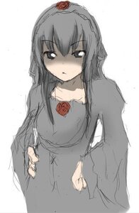 Rating: Safe Score: 0 Tags: 1girl bangs black_dress collarbone dress flower hand_on_hip image jitome long_hair long_sleeves looking_at_viewer red_flower red_rose rose sidelocks simple_background sketch solo suigintou white_background User: admin