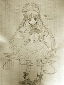 Rating: Safe Score: 0 Tags: 1girl bloomers capelet dress full_body hat image long_hair long_sleeves looking_at_viewer monochrome shinku solo standing very_long_hair User: admin