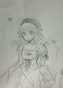 Rating: Safe Score: 0 Tags: 1girl choker dress eyebrows_visible_through_hair greyscale hairband image juliet_sleeves lolita_hairband long_hair long_sleeves looking_at_viewer monochrome puffy_short_sleeves puffy_sleeves ribbon sketch solo suigintou traditional_media User: admin