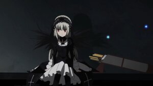 Rating: Safe Score: 0 Tags: 1girl black_dress closed_mouth dress frills hairband image long_hair long_sleeves looking_at_viewer red_eyes ribbon rose silver_hair sitting solo suigintou wings User: admin