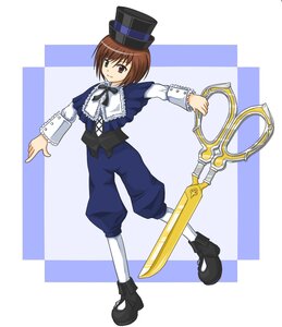 Rating: Safe Score: 0 Tags: 1girl bow bowtie brown_hair full_body hat image long_sleeves pants solo souseiseki standing top_hat white_legwear User: admin