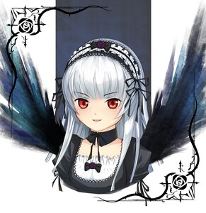 Rating: Safe Score: 0 Tags: 1girl bangs black_ribbon black_wings detached_collar dress flower frills hairband image long_hair long_sleeves looking_at_viewer red_eyes ribbon rose silver_hair smile solo suigintou upper_body wings User: admin