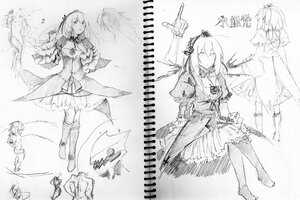 Rating: Safe Score: 0 Tags: 1girl boots character_sheet dress flower frills greyscale hair_ornament image long_hair monochrome multiple_views rose solo standing suigintou thighhighs User: admin