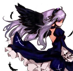 Rating: Safe Score: 0 Tags: 1girl bird black_feathers black_wings dress feathered_wings feathers frills hairband image lolita_hairband long_hair long_sleeves purple_eyes silver_hair solo suigintou very_long_hair white_background wings User: admin