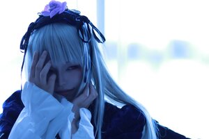 Rating: Safe Score: 0 Tags: 1girl bangs closed_mouth dress flower frills hair_ribbon hairband long_hair long_sleeves looking_at_viewer red_eyes ribbon rose solo suigintou upper_body User: admin