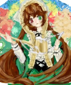 Rating: Safe Score: 0 Tags: 1girl brown_hair dress frills green_dress green_eyes hat head_scarf heterochromia image long_hair long_sleeves looking_at_viewer red_eyes solo suiseiseki very_long_hair watering_can User: admin