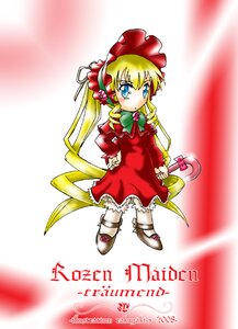 Rating: Safe Score: 0 Tags: 1girl blonde_hair blue_eyes bonnet bow bowtie dress drill_hair frills full_body image long_hair long_sleeves looking_at_viewer red_dress ribbon shinku shoes solo standing twin_drills twintails white_legwear User: admin