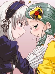 Rating: Safe Score: 0 Tags: 2girls auto_tagged blush drill_hair eye_contact face-to-face flower green_eyes green_hair hairband hat image kanaria looking_at_another multiple_girls pair ribbon rose silver_hair smile suigintou yuri User: admin