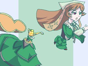 Rating: Safe Score: 0 Tags: 1girl brown_hair dress green_background green_dress hat heart heterochromia image long_hair long_sleeves pokemon_(creature) red_eyes simple_background solo suiseiseki User: admin
