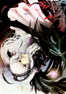 Rating: Safe Score: 0 Tags: 1girl black_wings dress flower frills gothic_lolita hairband image lolita_fashion lolita_hairband long_hair long_sleeves looking_at_viewer red_eyes ribbon rose silver_hair smile solo suigintou wings User: admin