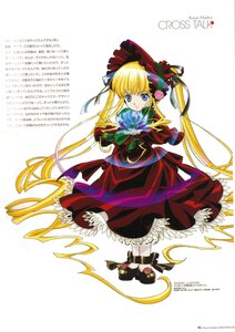 Rating: Safe Score: 0 Tags: 1girl blonde_hair blue_eyes bonnet bow bowtie dress flower full_body image long_hair long_sleeves looking_at_viewer red_dress rose shinku shoes simple_background solo twintails very_long_hair white_background User: admin