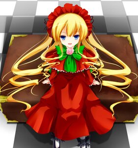 Rating: Safe Score: 0 Tags: 1girl bad_id bad_pixiv_id black_footwear blonde_hair blue_eyes bow bowtie box checkered checkered_background checkered_floor cover-d dress flower full_body green_bow green_neckwear image long_hair long_sleeves looking_at_viewer open_mouth pink_rose red_dress rose rozen_maiden shinku sitting solo tile_floor tiles twintails very_long_hair User: admin