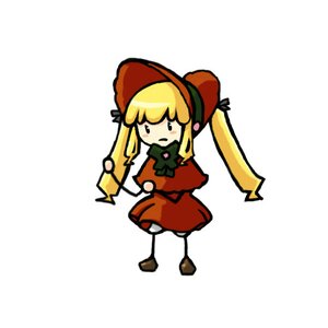 Rating: Safe Score: 0 Tags: 1girl blonde_hair bonnet bow bowtie chibi dress full_body image long_hair long_sleeves red_dress shinku simple_background solo standing very_long_hair white_background User: admin