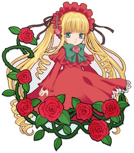 Rating: Safe Score: 0 Tags: 1girl auto_tagged blonde_hair blue_eyes bow bowtie dress drill_hair flower green_bow image long_hair looking_at_viewer pink_flower pink_rose red_flower red_rose rose shinku simple_background solo thorns twintails white_background User: admin
