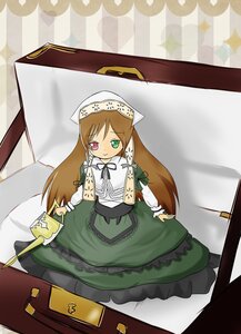 Rating: Safe Score: 0 Tags: 1girl brown_hair dress frills green_dress green_eyes head_scarf heterochromia image long_hair long_sleeves red_eyes ribbon sitting solo suiseiseki very_long_hair User: admin