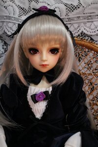 Rating: Safe Score: 0 Tags: 1girl bangs blunt_bangs doll dress flower frills gothic_lolita hairband lips lolita_fashion long_hair long_sleeves looking_at_viewer red_eyes rose solo suigintou User: admin