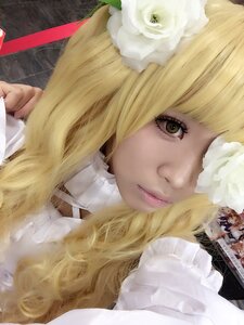 Rating: Safe Score: 0 Tags: 1girl bangs blonde_hair brown_eyes flower hair_ornament kirakishou lips long_hair looking_at_viewer portrait realistic ribbon solo white_flower white_rose User: admin