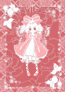 Rating: Safe Score: 0 Tags: 1girl bow bug butterfly dress flower hinaichigo image insect kagiyama_hina monochrome pink_theme red_theme ribbon short_hair solo User: admin